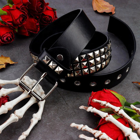 Dope Rivet Belt With Pyramid Studs For Men And Women Gothic Punk Style Black Belt Made From Premium Artificial Leather