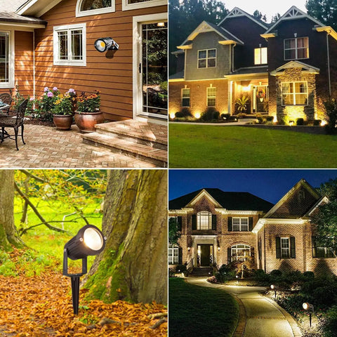 Low Voltage Outdoor Landscape Lighting Kit 10 Pack 5W COB LEDs 500LM Each 12V Waterproof Garden Path Lights With Dusk To Dawn Transformer And 270 Degree Adjustable Heads Warm White illuminating various outdoor scenes