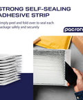 Heavy Duty Insulated Silver Thermal Bubble Mailers 8x11 Self Sealing Padded Envelopes stacked and sealing demonstration.