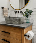 Rectangular Ceramic Vessel Sink For Bathroom Above Counter Dope Slate Gray 16 By 12 Inches Porcelain Basin on vanity