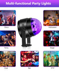 Lit UV Black Light Party Kit 6W LED Disco Ball Strobe Lights illustrated for multiple events like disco, Halloween, and parties.