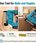 21V Brushless Cordless Electric Nail Gun Brad Nailer Tool For Baseboards And Cabinet Molding Zero Fuss Battery Powered in use for brad nails and crown staples.
