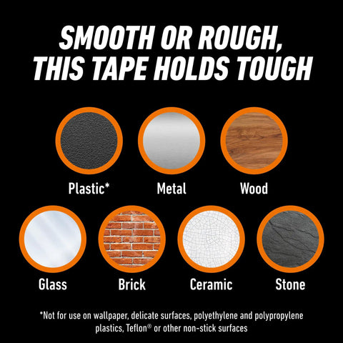 Smooth or rough surfaces for Crystal Clear Mounting Tape With Instant Bond Pack Of 2 1 Inch By 60 Inch Double Sided For Indoor Outdoor Use