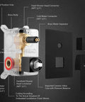 Detailed diagram of All Metal Shower System With 10 Inch Rain Shower Head And 2 In 1 Handheld Wall Mounted Matte Black Finish components.