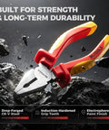 1000V Insulated Lineman Pliers, 6 Inch, VDE Certified Combination Pliers For Electrical Wiring, Cr-V Steel With Non-Slip Grips, Heavy Duty Pliers For Electricians, Safe, Reliable, All-Purpose Workhorse on rocks