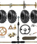 All-In-One 32-Inch Go Kart And Drift Trike Rear Axle Kit with 6-Inch Wheel Tires, sprockets, steering wheel, and brakes