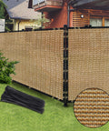 6 Foot By 50 Foot Outdoor Privacy Screen Fence And Mesh Shade Net Cover for Garden and Backyard installed on fence