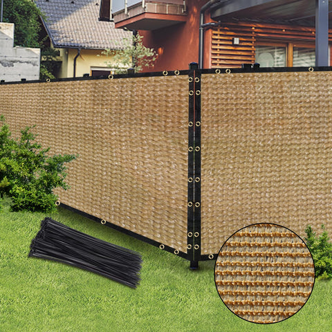 6 Foot By 50 Foot Outdoor Privacy Screen Fence And Mesh Shade Net Cover for Garden and Backyard installed on fence