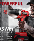 Man using Beastly 21V Brushless Cordless Drill Kit with Two 2.0Ah Batteries and Charger, 39-Piece Bit Set, 10cm depth