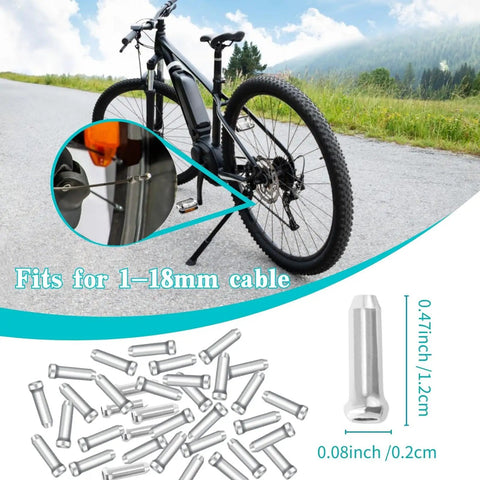 Alloy Brake Cable End Caps For Road And Mountain Bikes Tough Aluminum Crimps Silver End Tips End Cap Ferrules Easy Fit 100 Pack