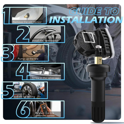 Chevrolet TPMS Sensor Set Of 4 315MHz Tire Pressure Monitoring Sensors Pre Programmed For Easy Install And Quick Vehicle Relearn Replacement Kit Plug And Play Ready Fits Most GM Chevrolet Cars And SUVs With Any TPMS Tool. Install steps shown