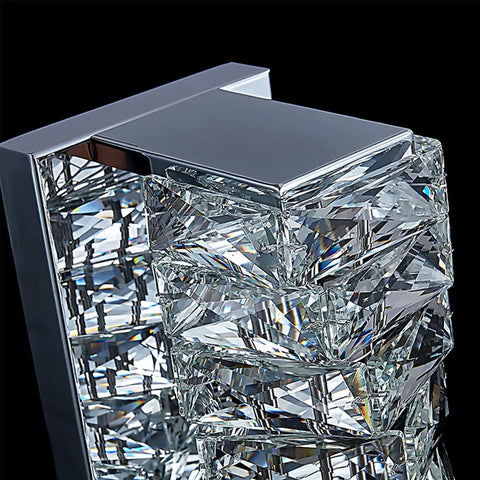 Close-up of Crystal LED Wall Sconce Light For Living Room And Bedroom Modern Glass Wall Mount Fixture showing crystal details