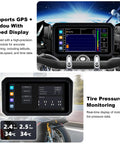 6 Inch Android 14 Standalone Bike Screen With Google Play Store displaying GPS data and tire pressure monitoring.