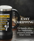 24oz Stainless Steel Beer Stein Tumbler With Lid For Engineers And Gearheads, features handle for easy gripping, engineering design.