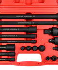 18 Piece Heavy Duty Pro Grade Drive Tool Accessory Set With Extension Bars Socket Adapters Swivel Universal Joints And Impact Coupler