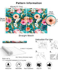 Diagram showcasing Easy Peel And Stick Floral Wallpaper Teal And Pink For Bedroom And Nursery Removable Textured Wall Cover No Mess.