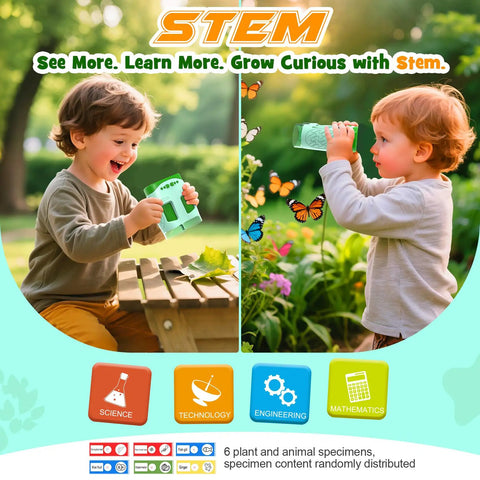 Kid Friendly 4K Handheld Microscope With 2.0 Inch Screen Rechargeable Camera Includes 6 Slides Game Changer For Indoor Outdoor Exploration Portable Science Toy For Ages 3 To 12 Easy To Use For Curious Young Explorers, green handheld microscope used by children outdoors