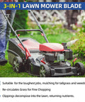 Mulching Blade With Five Eighth Inch Circle Mounting Pattern For 21 Inch Deck Push Lawn Mower in use on grass lawn