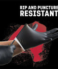 Venom Steel industrial nitrile gloves, black, medium, 6 mil, 100 ct, latex-free, powder-free, textured grip.