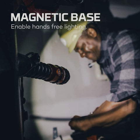 Rechargeable 1500 Lumen Flashlight With Turbo Beam Go-To 5 Modes Magnetic Base 2x Zoom Waterproof EDC Torch in use