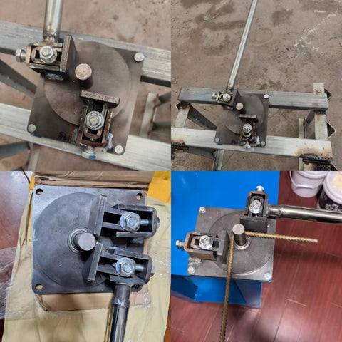 Heavy Duty Manual Rebar Bender For Steel Bars Up To 14Mm Adjustable Bending Angle Up To 200 Degrees Stainless Steel Handle in use.