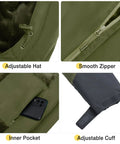 Mens Ski Snow Jacket Waterproof Winter Coat Windproof Warm Fleece Lined Hooded Parka Olive Green Size S adjustable details
