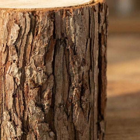 Six Inch Faux Wood Tree Stump Display Stand For Indoor Plants Knockout Rustic Farmhouse Vase Holder Dead On Weathered Bark Finish Killer Earthy Wood Texture Total Home Glow Up