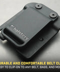 Magnetic Tool Holder Clip On Belt Holster displayed on metal surface with visible belt clip and screws