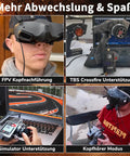 7 Channel 2.4GHz RC Transmitter With R7FG Gyro Receiver Kit shown with FPV and simulator support in various scenarios