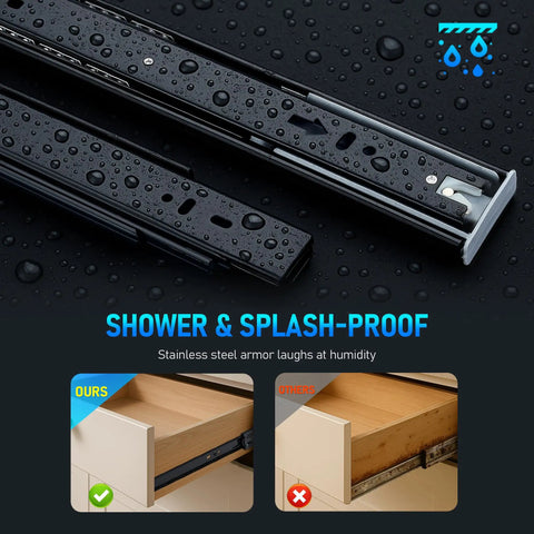 Soft Close Drawer Slides 18 Inch Full Extension Ball Bearing Heavy Duty Side Mount for Cabinet Black Pair Quiet Close Drawers