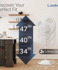 16 Inch Oscillating Pedestal Fan With Wide Area Breeze For Whole Room Adjustable Height And Tilt Head Easy Grip Rotary Control White
