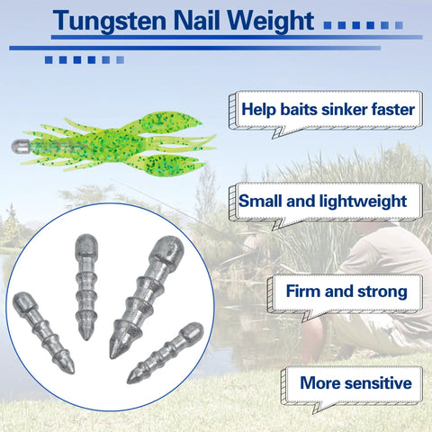 Pro Grade Nail Weights Kit For Bass Fishing 45 Piece Pencil Sinker Set For Soft Plastic Lures Neko Rig And Wacky Rig