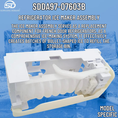 Freezer Drawer Ice Maker Assembly Replacement For DA97-07603B Not Universal Model Specific Fits DA61-03213B And DA97-07603A