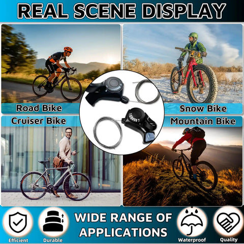 Premium 3x7 Thumb Shifter Set With TX-30 Levers For 7 Speed Bicycles showcased on various bike types