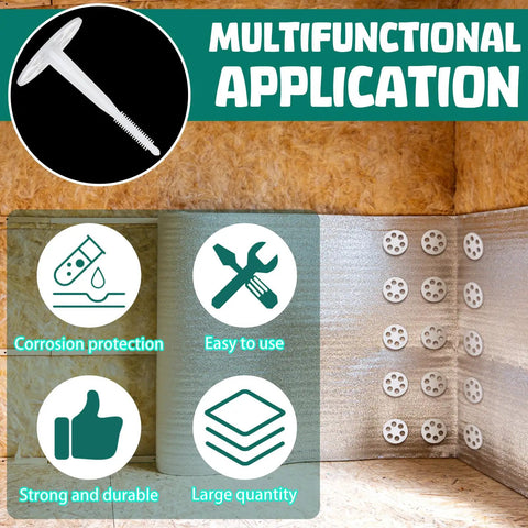Top Shelf Professional Grade 250 Pack Heavy Duty Plastic Masonry Fasteners With Secure Washers Tough As Nails used on foam insulation.