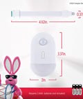 Toilet Light With Motion Sensor And 20 Color Changing LEDs dimensions showing 4.62in by 0.37in and 3.37in by 2in