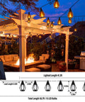 Solar Powered Flickering Flame String Lights For Outdoor Decor 50.7Ft Total Length 15 Warm White LED Bulbs Waterproof