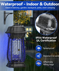 Ultimate Indoor Outdoor Bug Zapper For Mosquitoes And Flies, 4200V Electric Grid With 20W Blue UV Light, Waterproof, Outdoor View
