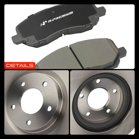 Heavy Duty Front Brake Rotors And Top Shelf Ceramic Pads Set For Jeep Compass Cherokee And Mitsubishi Outlander Lancer 11 57 Inch 294Mm close-up of ceramic pads and rotors details