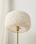 Close-up of thread shade on Rowan Brass Floor Lamp With Unique Thread Shade, Free Standing LED Light For Living Rooms And Bedrooms