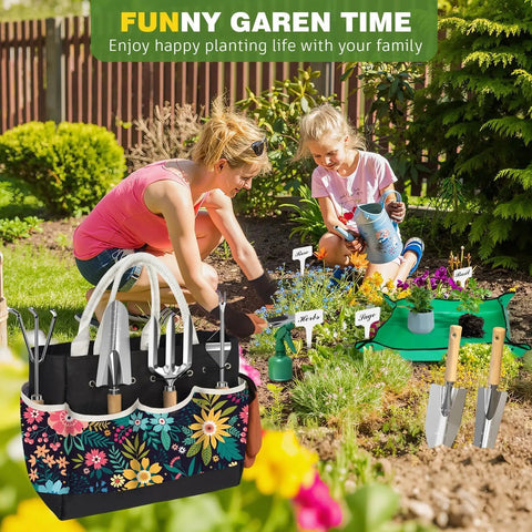Woman using Heavy Duty Gardening Tools Set For Women 22 Pieces With Tote Bag Gift For Mom Wife Grandma Newbie Gardeners