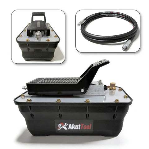 Air Over Hydraulic Foot Pump, 10000 Psi Garage Grade Beast For Auto Body Frame Straightening, Heavy Duty Shop Rigging Machine With 0.6 Gallon Reservoir And No Sweat Hose
