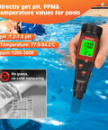 Testing pool water with 4 In 1 Digital pH Tester For Water And Hydroponics With TDS EC PPM Meter Conductivity And Temperature Readout