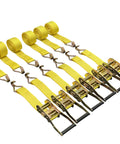 Heavy Duty Ratchet Tie Down Straps 2 Inch By 15 Foot, 5,000 Pound Break Strength, J Hook, 6 Pack for securing cargo