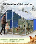 Top Notch Heavy Duty Chicken Coop Run With Thick Hardware Cloth For 20 Chickens, spacious all-weather poultry cage in winter setting.