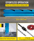 Diamond Dry Core Drill Bit Kit With Pilot Bit And 4.5 Inch Blade for concrete drilling, shown with 2.5 inch diameter bit.