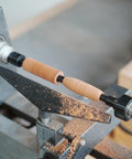 Pen Mandrel Kit For MT1 Taper Woodturning Lathes With Five Bushes, 7mm Drill Bit And Mandrel Saver in action on lathe