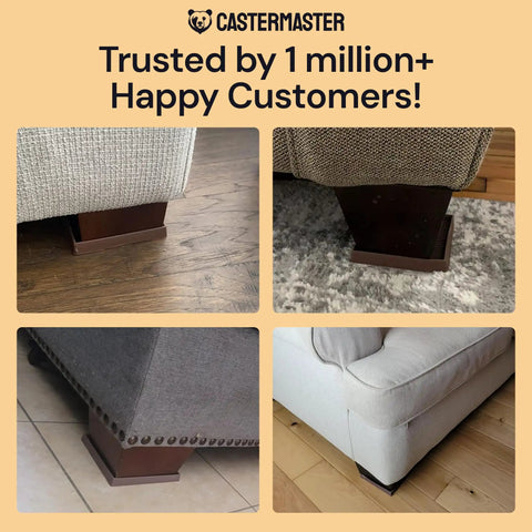 Non Slip Furniture Pads For Hardwood Floors 4x4 Inch Square Rubber Caster Cups Anti Skid Floor Protectors Brown 4 Pack