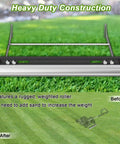 Push Mower Striping Kit for 21 Inch Mowers With Stainless Steel Roller on lawn showing before and after striping effect.