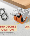 Heavy Duty 2 Inch Swivel Caster Wheels Set Of 4 Locking Plate, double ball bearing design for smooth 360-degree rotation.